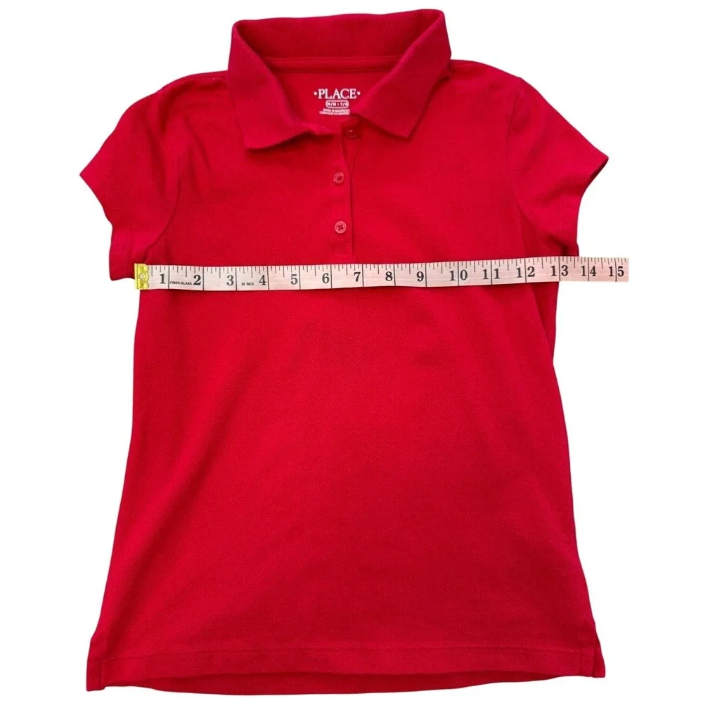 The Children's Place Girls Polo Shirts Size M 7/8 Red Purple 2Pack SchoolUniform